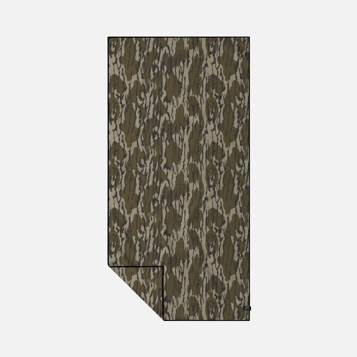 Camouflage quick-dry towel with green and brown pattern.