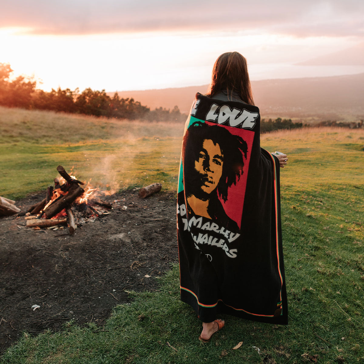 One Love Polar Fleece Throw Blanket | Bob Marley x Slowtide