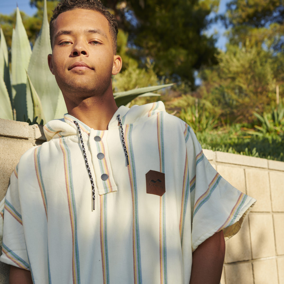 Baja Stripe Fouta Changing Poncho - Cream L/XL