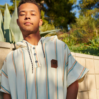 Baja Stripe Fouta Changing Poncho - Cream L/XL