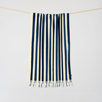 Cabana Fringe Woven Towel - Deep Pool