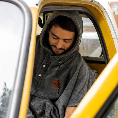 The Digs Changing Poncho in Heather Grey - Slowtide Image 11