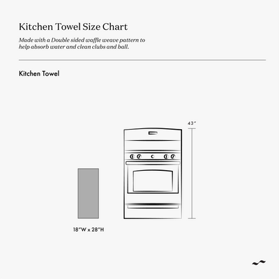 Eco-friendly kitchen towel, 18x28 inches, shown next to stove for size comparison.