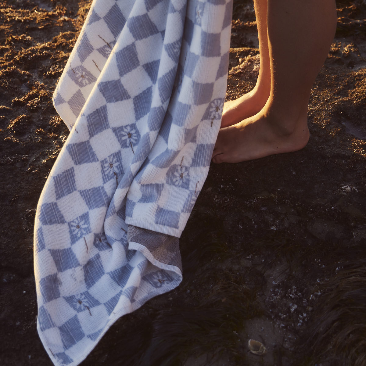 LOUIS VUITTON Damier Pattern Beach Towel Blanket Cotton Brown