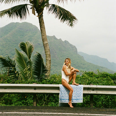 Coco Rainbow Woven Towel - Periwinkle | Coco Ho x Slowtide