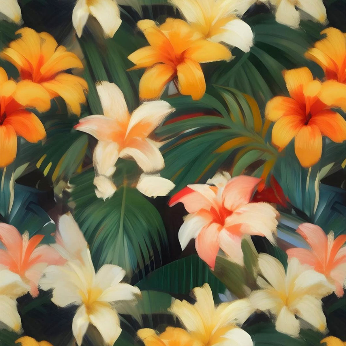 Cotton beach towel with vibrant lily and green leaf print, absorbent and sustainably sourced.